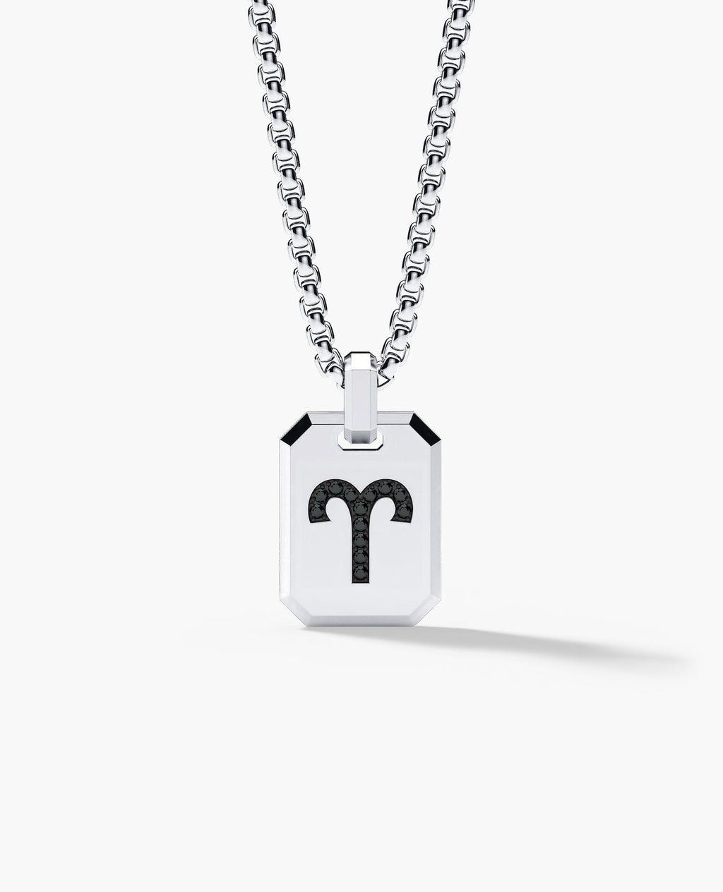 ARIES MINI ZODIAC Dog Tag Gold Pendant with 0.25ct Black Diamonds