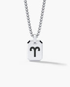 ARIES MINI ZODIAC Dog Tag Gold Pendant with 0.25ct Black Diamonds
