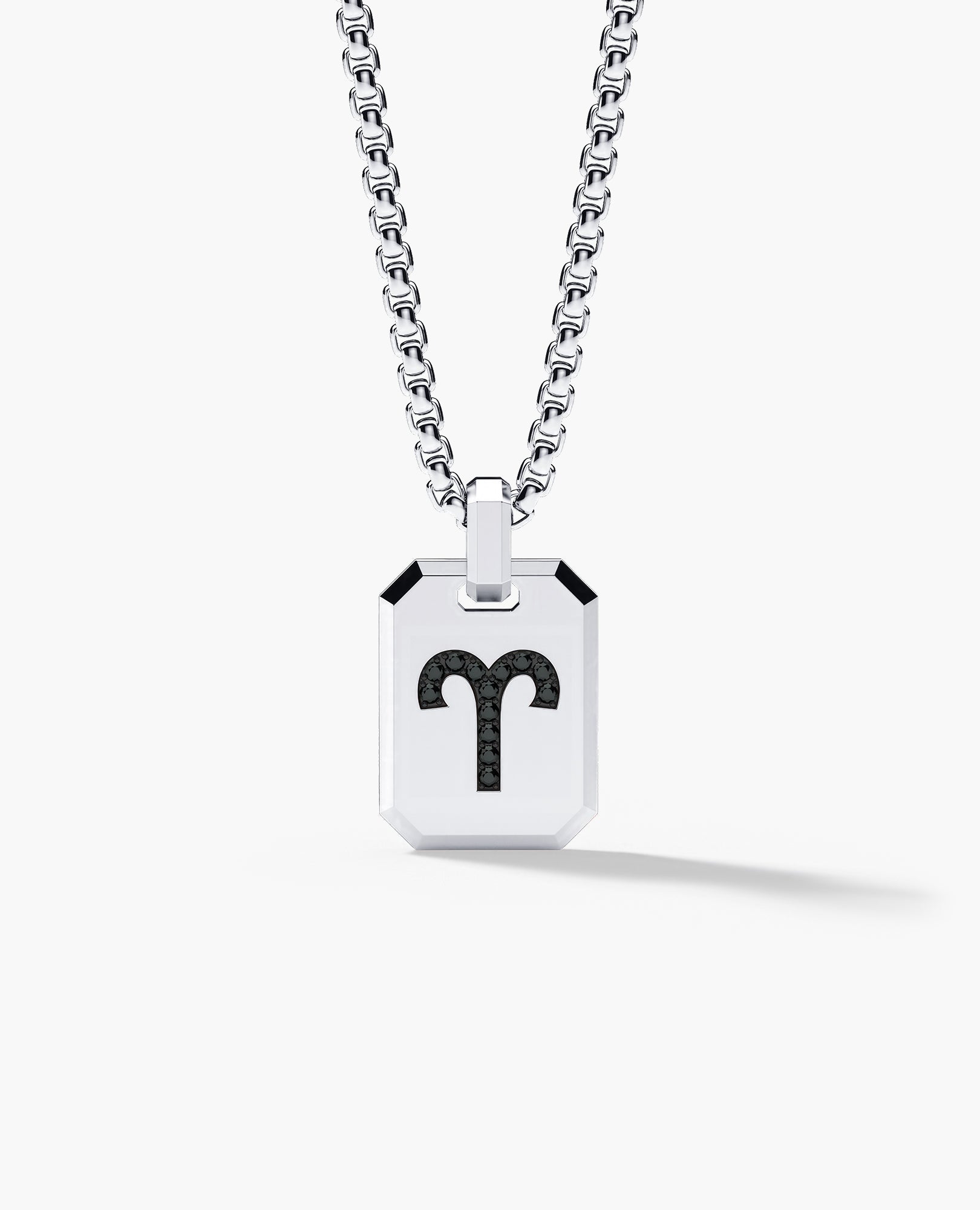 ARIES MINI ZODIAC Dog Tag Gold Pendant with 0.25ct Black Diamonds