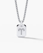 ARIES MINI ZODIAC Dog Tag Gold Pendant with 0.25ct Diamonds