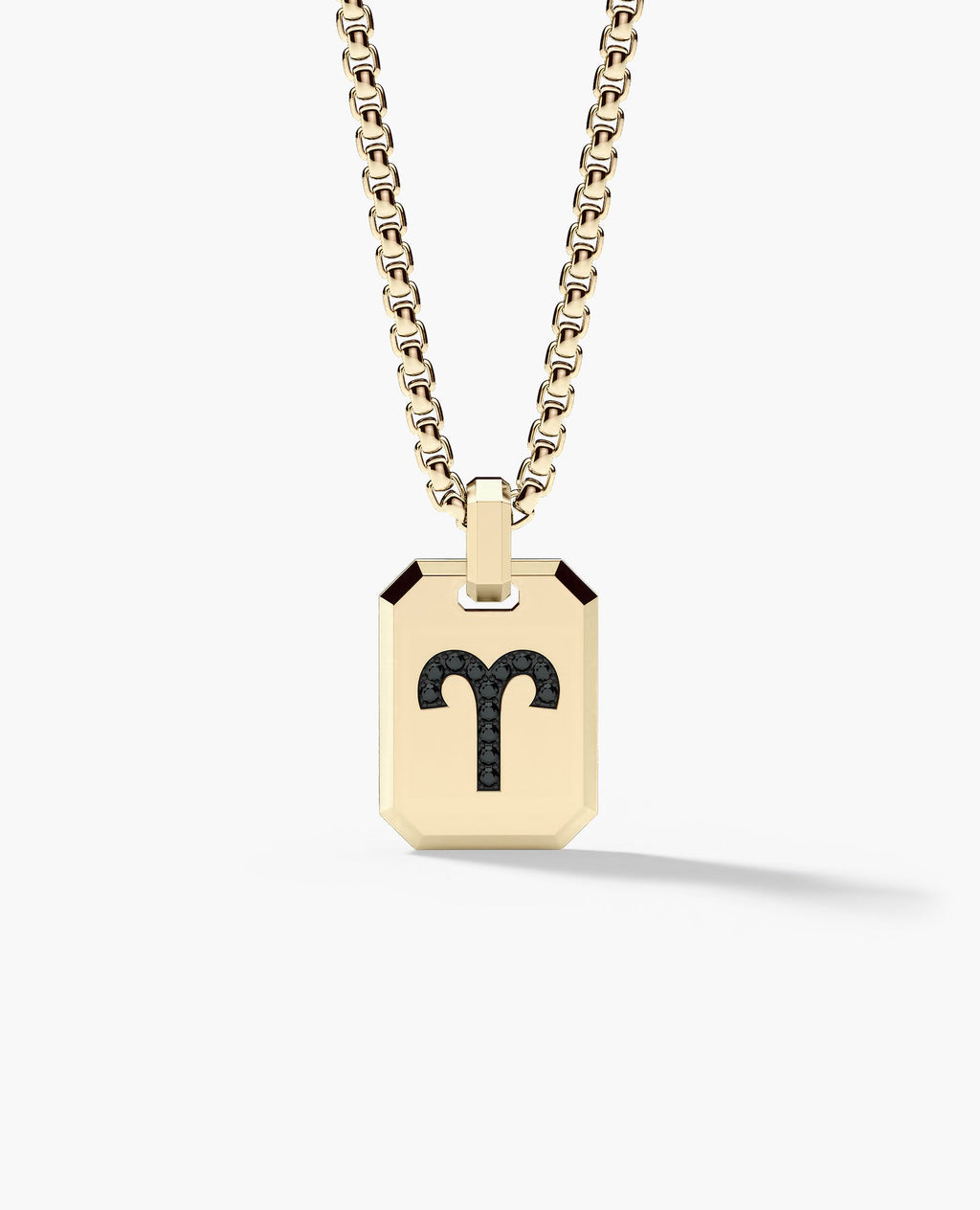 ARIES MINI ZODIAC Dog Tag Gold Pendant with 0.25ct Black Diamonds