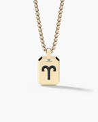 ARIES MINI ZODIAC Dog Tag Gold Pendant with 0.25ct Black Diamonds