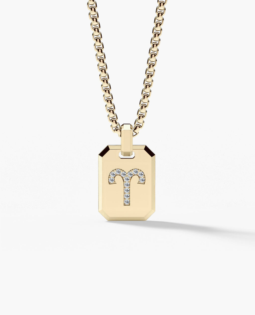 ARIES MINI ZODIAC Dog Tag Gold Pendant with 0.25ct Diamonds