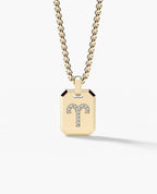 ARIES MINI ZODIAC Dog Tag Gold Pendant with 0.25ct Diamonds