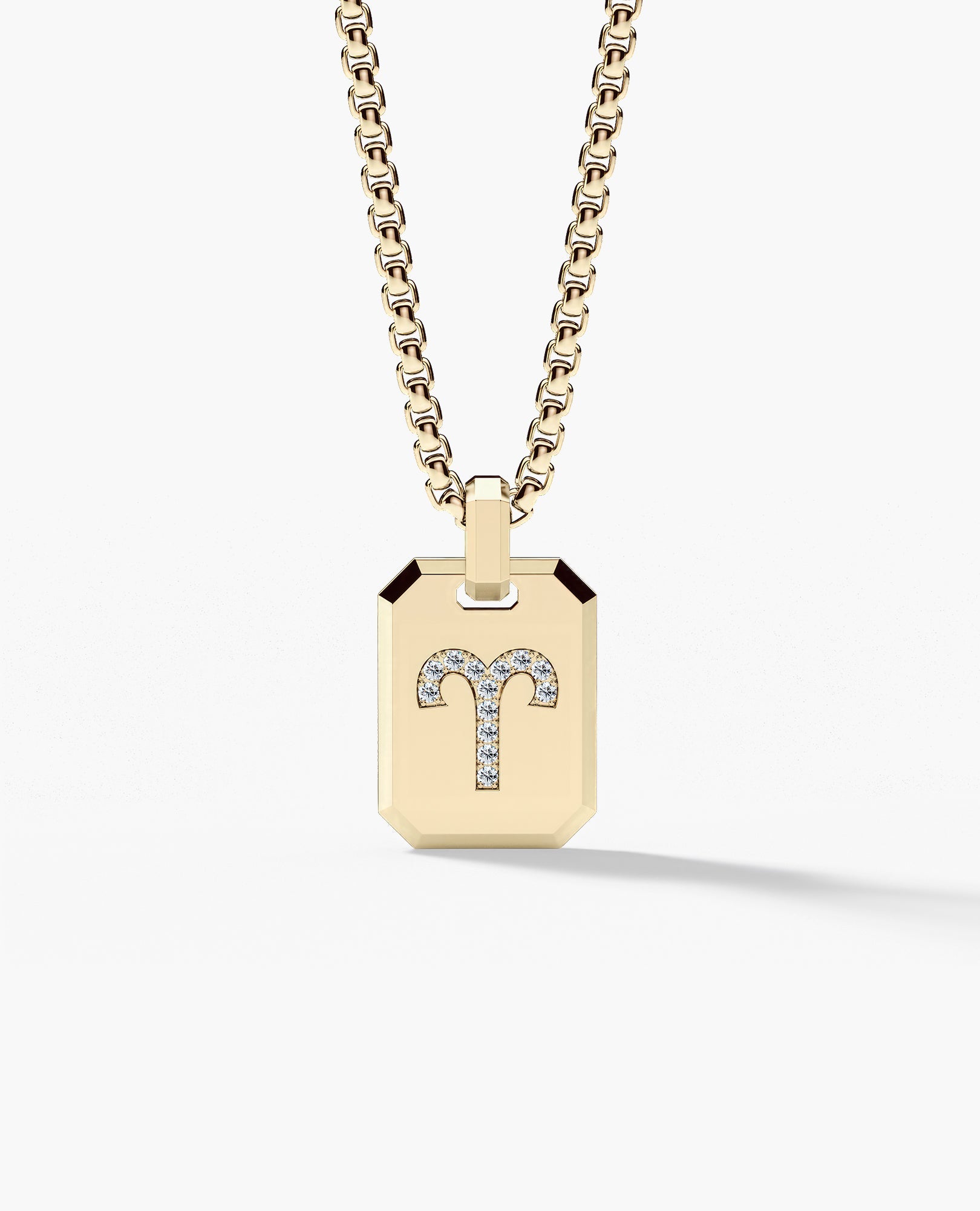 ARIES MINI ZODIAC Dog Tag Gold Pendant with 0.25ct Diamonds