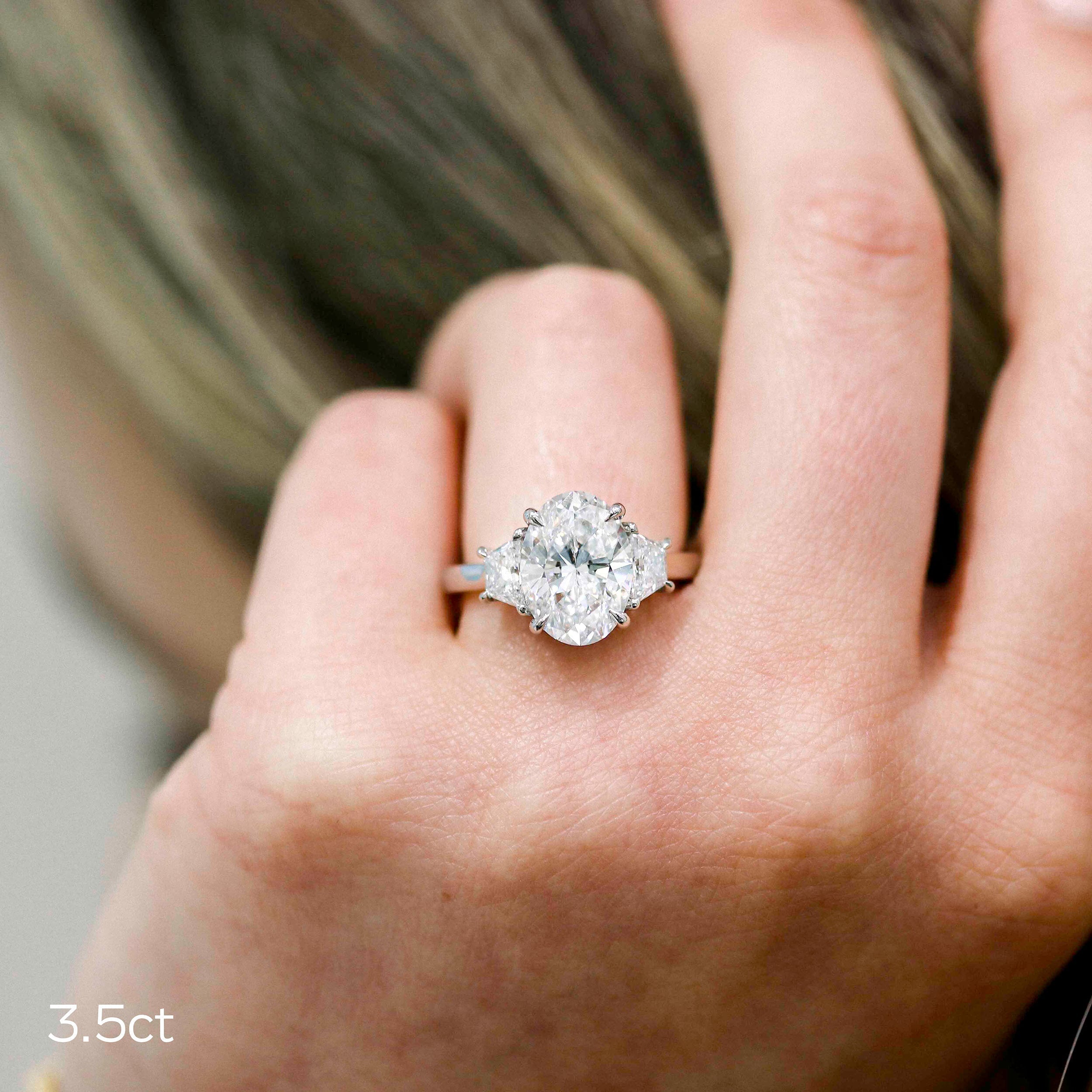 3.50 CT Oval Cut Moissanite Three Stones Engagement Ring