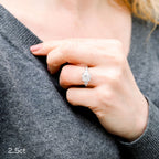 2.50 CT Cushion Moissanite Three Stones Pave Setting Engagement Ring