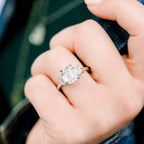 2.0 CT Emerald Moissanite Three Stones Engagement Ring