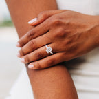 3.0 CT Emerald Cut Moissanite Three Stones Engagement Ring