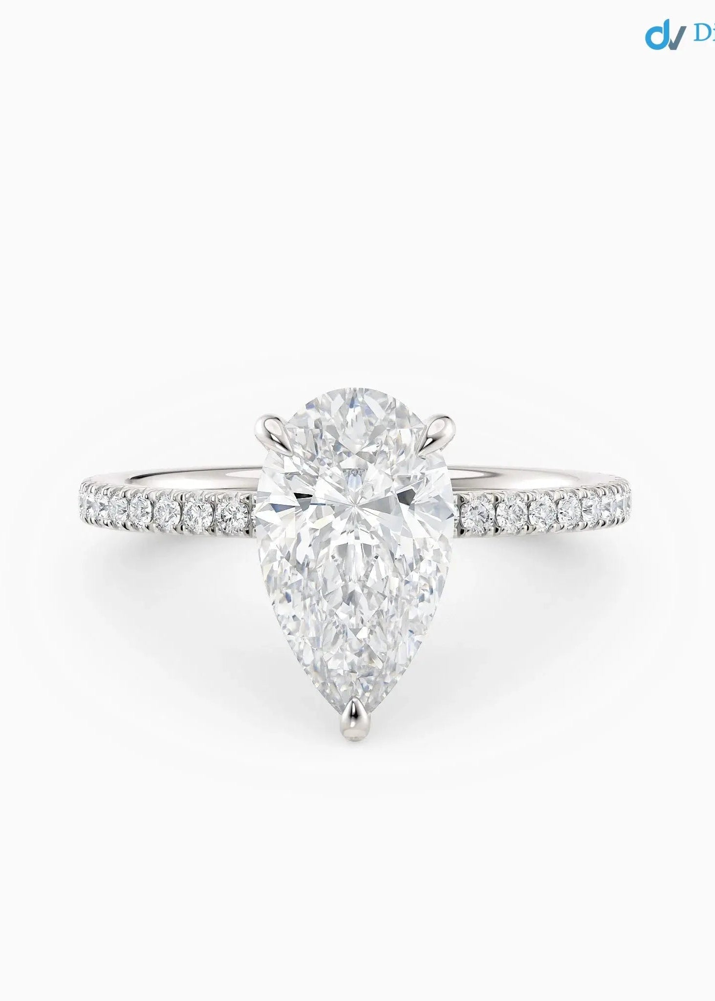 3 caret Pear Cut with Hidden Halo & Pave Band wedding ring - DisneyValley Main image