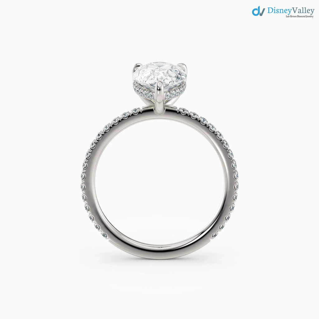 3 caret Pear Cut with Hidden Halo & Pave Band wedding ring - DisneyValley