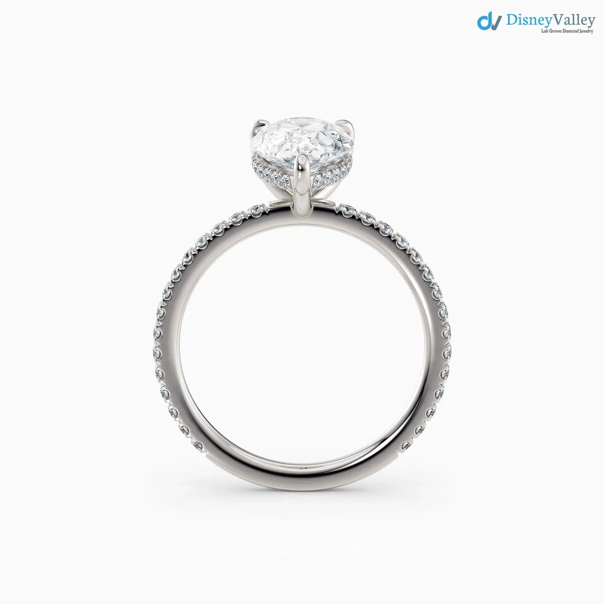 3 caret Pear Cut with Hidden Halo & Pave Band wedding ring - DisneyValley