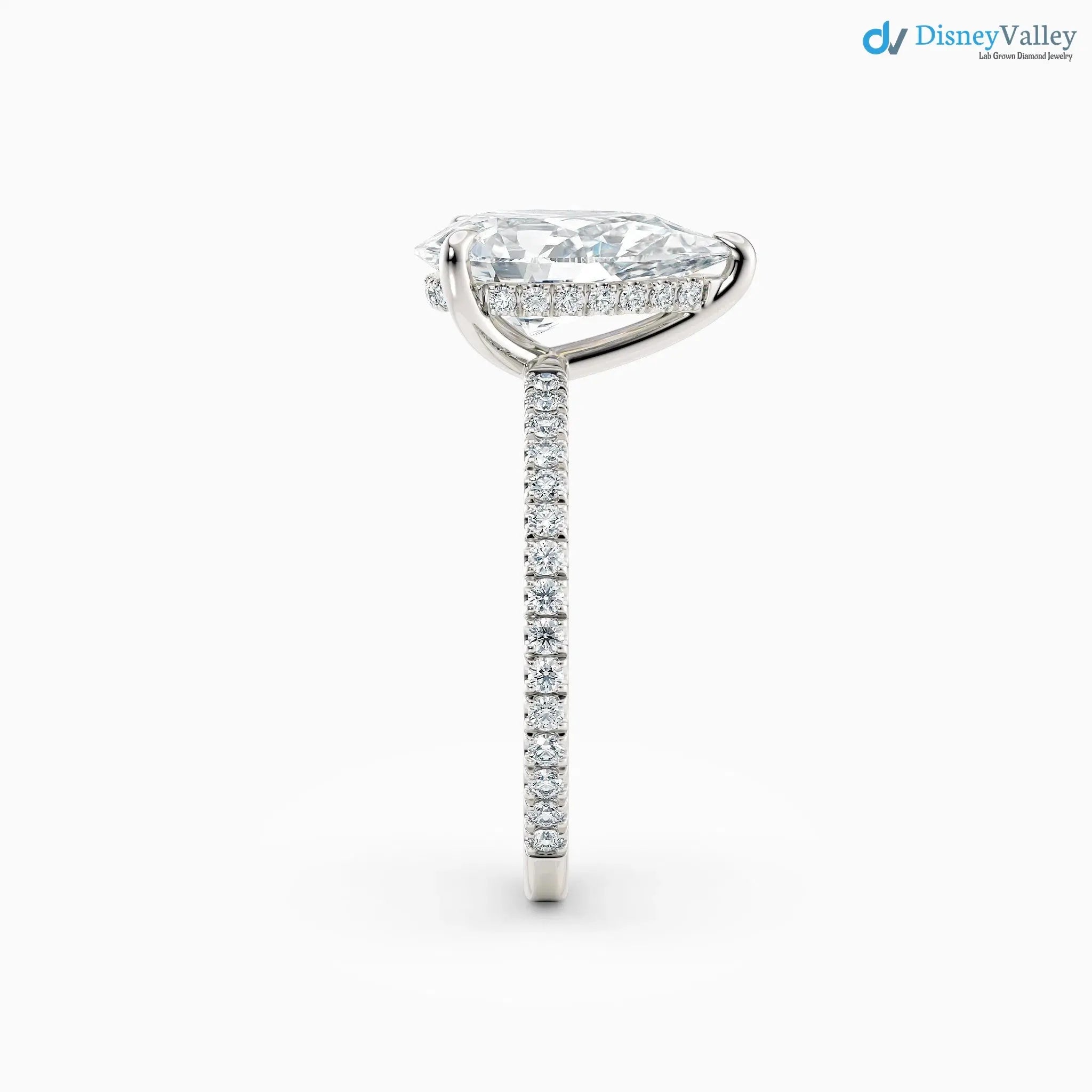 3 caret Pear Cut with Hidden Halo & Pave Band wedding ring - DisneyValley