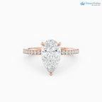 3 caret Pear Cut with Hidden Halo & Pave Band wedding ring - DisneyValley