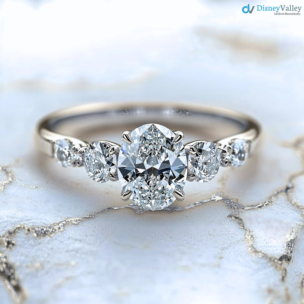 3 caret excellent oval cut lab grown diamond classic engagement ring - DisneyValley