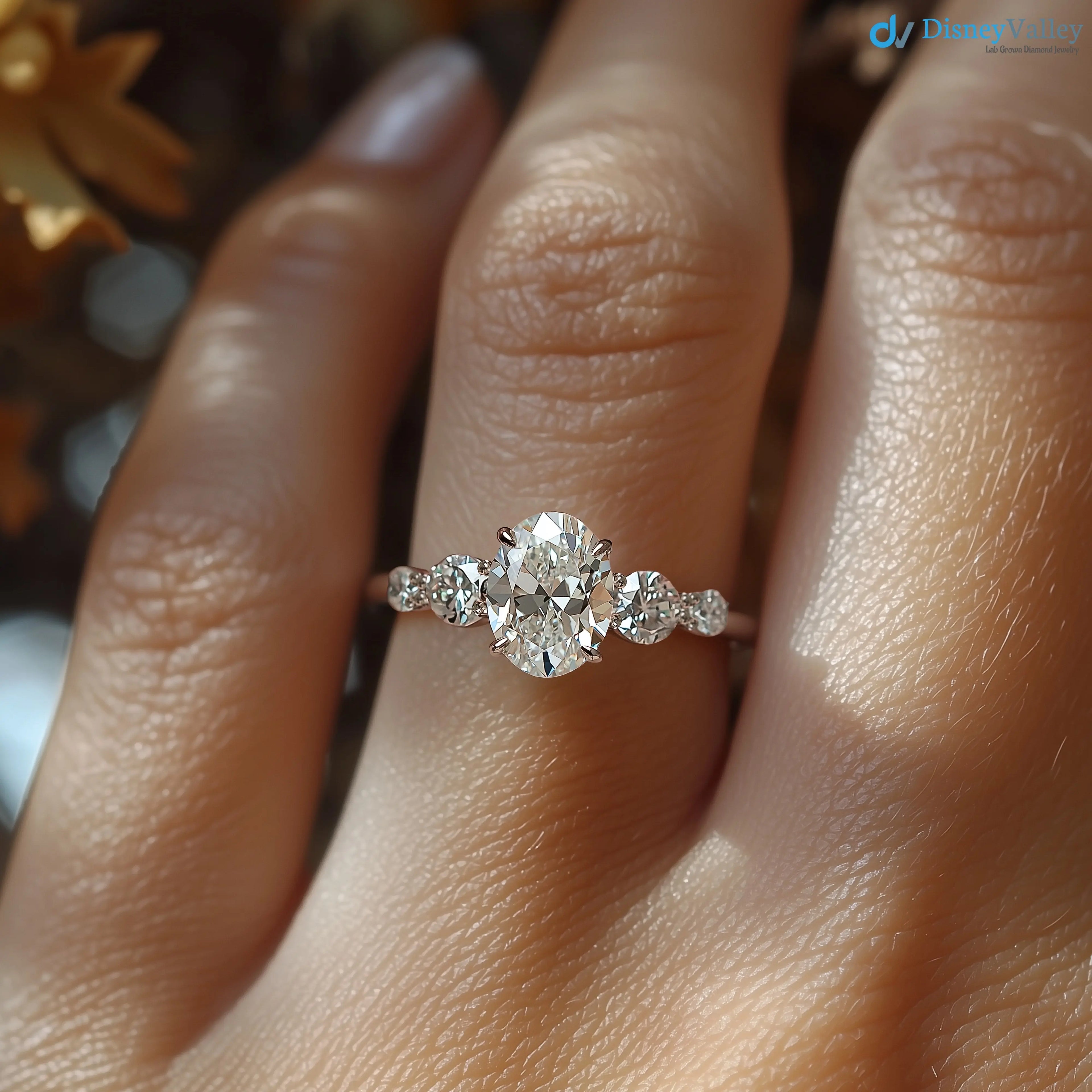 3 caret excellent oval cut lab grown diamond classic engagement ring - DisneyValley