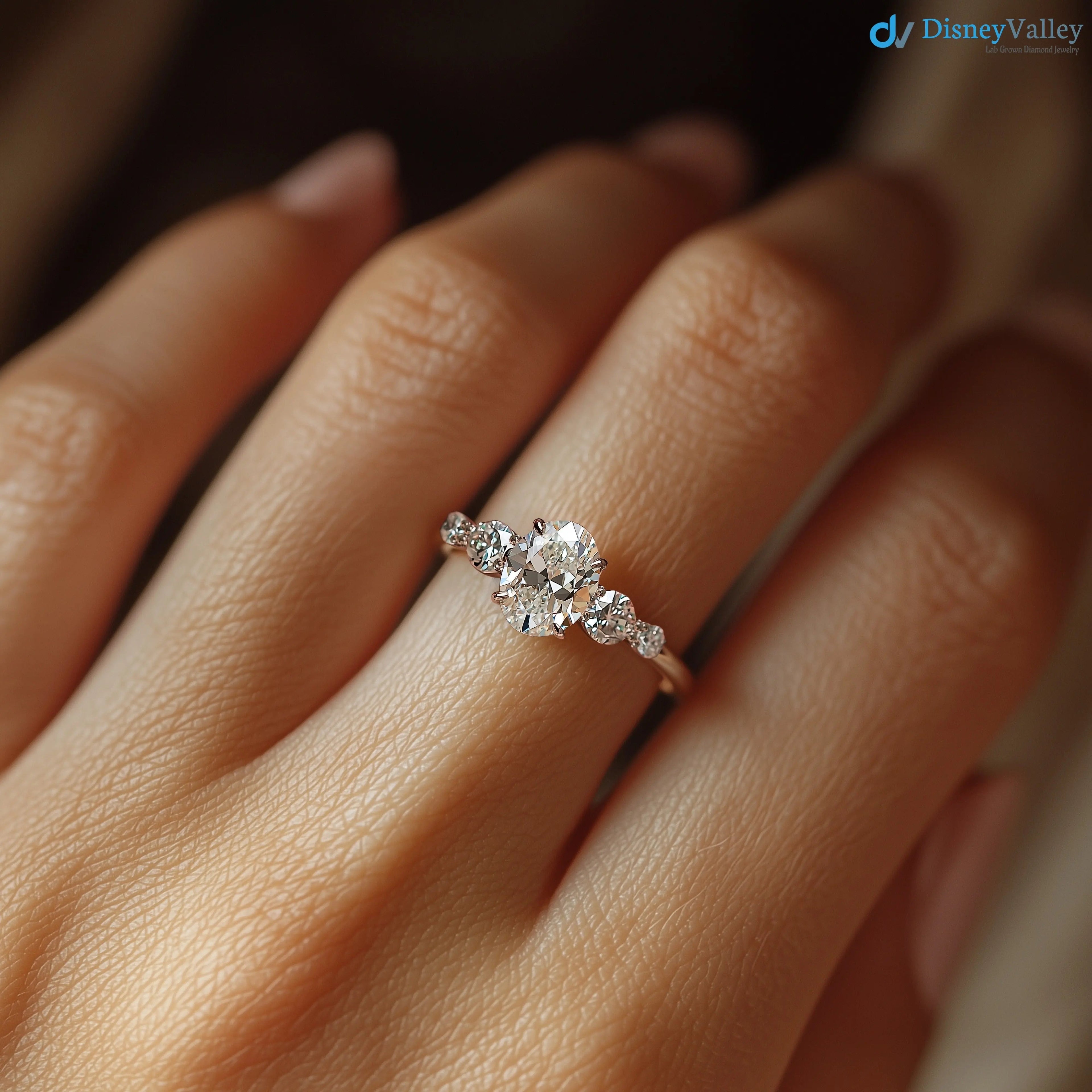 3 caret excellent oval cut lab grown diamond classic engagement ring - DisneyValley