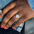 3.0 CT Pear Moissanite Three Stones Engagement Ring