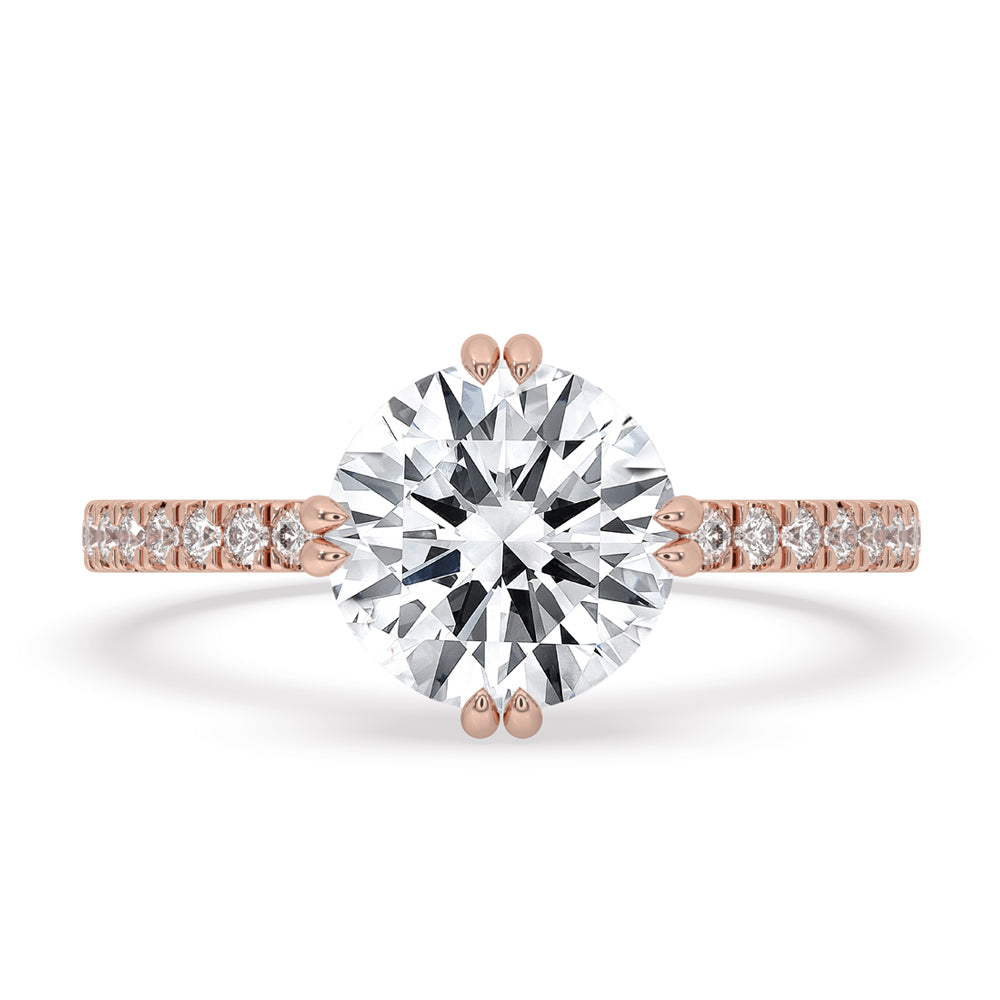 2 Carat Round Diamond Ring With Pave Band