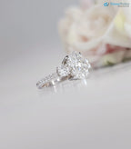 3.20 CTW Oval 3 Stone IGI Certified pave band engagement ring - DisneyValley