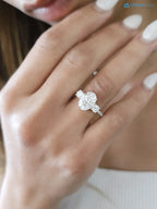 3.20 CTW Oval 3 Stone IGI Certified pave band engagement ring - DisneyValley