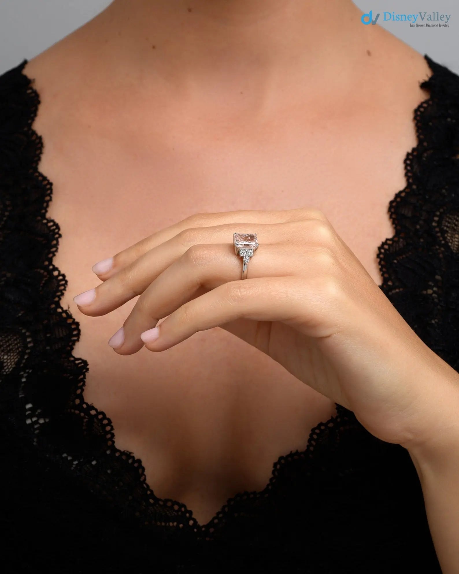 3.30 Carat IGI Certified Fancy intense Pink Radiant Cut Lab Grown Diamond Engagement Ring - DisneyValley