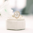 2.15 CT Oval Moissanite Halo Setting Engagement Ring