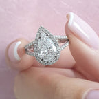 2.0 CT Pear Cut Moissanite Halo Engagement Ring
