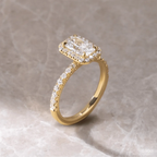 0.90 CT Radiant Moissanite Halo & Pave Engagement Ring
