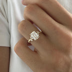 1.5 CT Emerald Cut Moissanite Cluster Style Engagement Ring