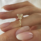 1.5 CT Emerald Cut Moissanite Cluster Style Engagement Ring