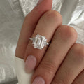 3.0 CT Emerald Cut Moissanite Cluster Style Engagement Ring