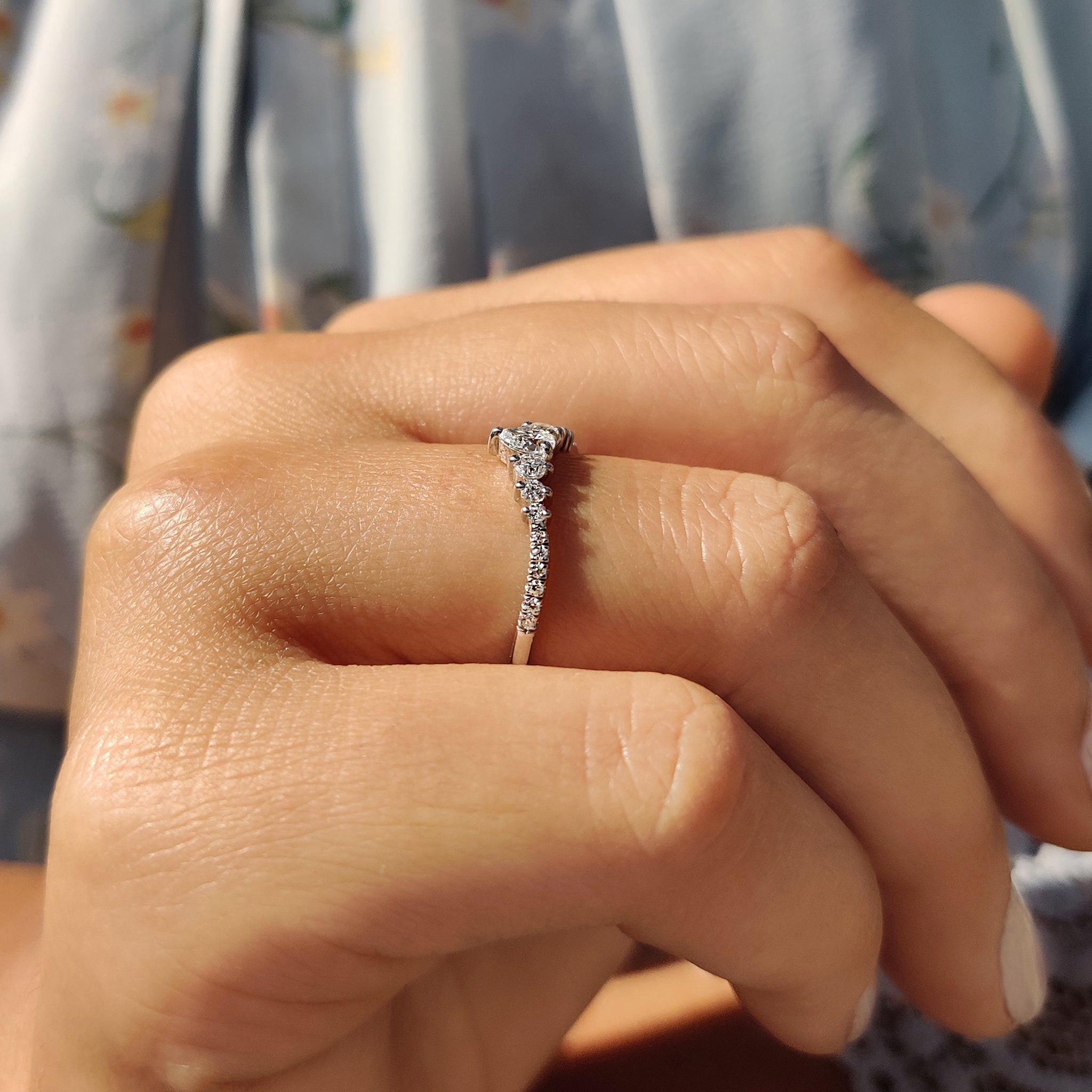 Pear And Round Cut Curved Moissanite Wedding Band