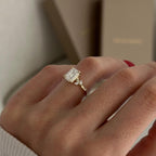 2.0 CT- 3.0 CT Emerald Cut Moissanite Cluster Style Engagement Ring