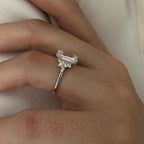 3.0 CT Emerald Cut Moissanite Cluster Style Engagement Ring