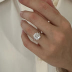 3.0 CT Emerald Cut Moissanite Cluster Style Engagement Ring
