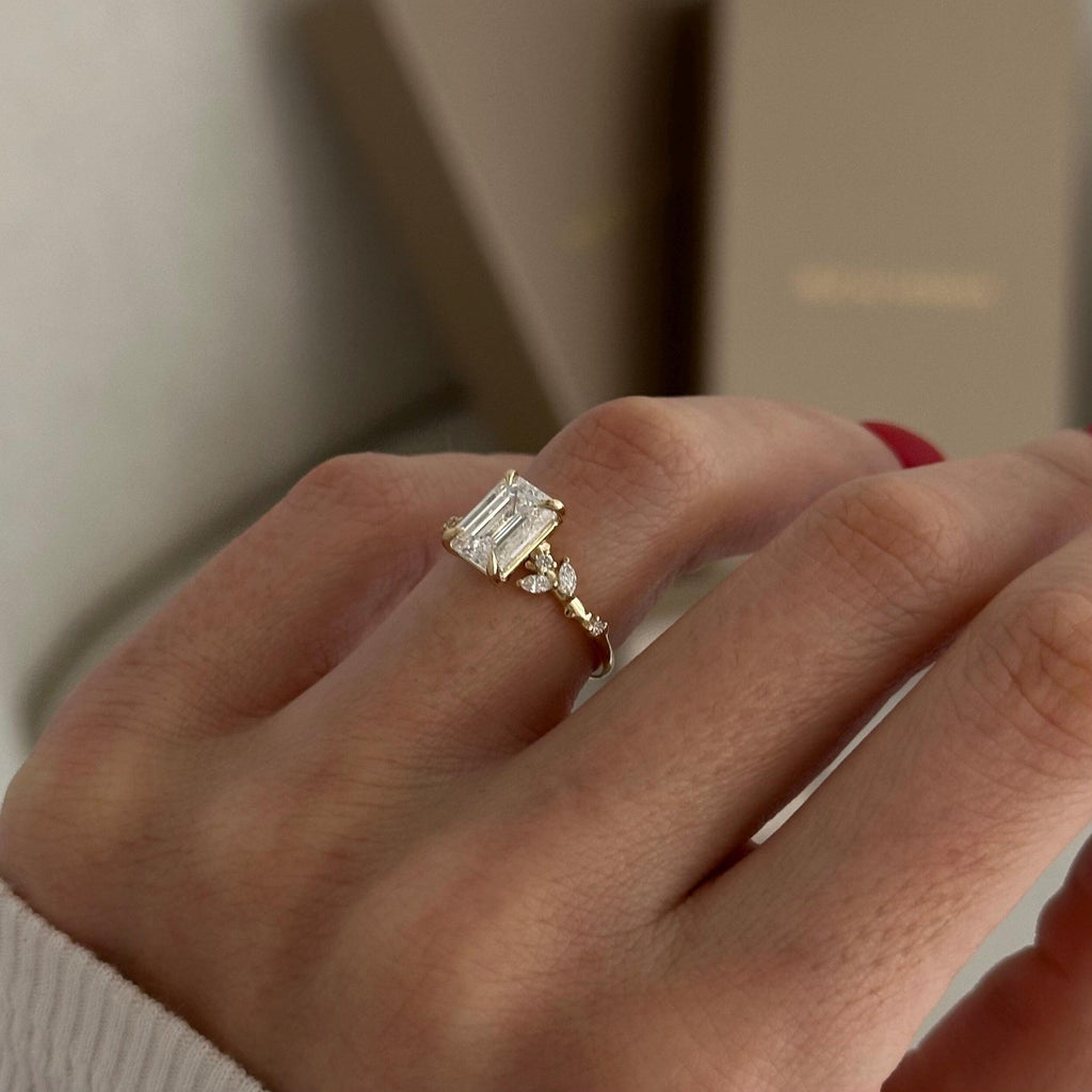 3.0 CT Emerald Moissanite Cluster Engagement Ring- Specially Reserved for Joseph