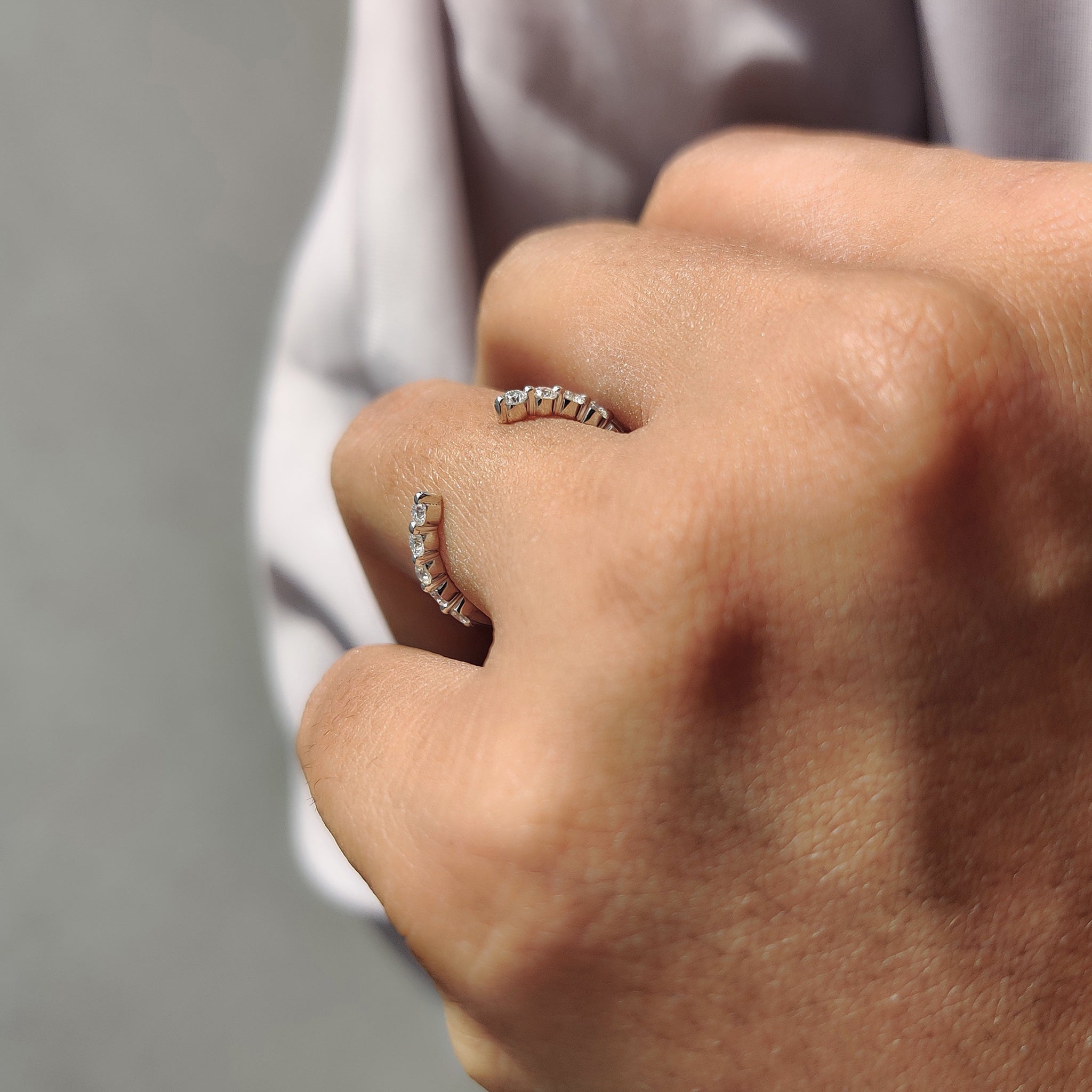 Round Cut Shared Prong Wedding Band
