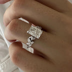 2.0 CT Radiant Cut Moissanite Cluster Style Engagement Ring