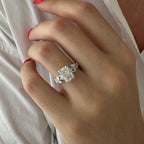 2.0 CT Radiant Cut Moissanite Cluster Style Engagement Ring