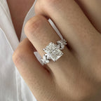 2.0 CT Radiant Cut Moissanite Cluster Style Engagement Ring