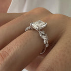 2.0 CT Radiant Cut Moissanite Cluster Style Engagement Ring