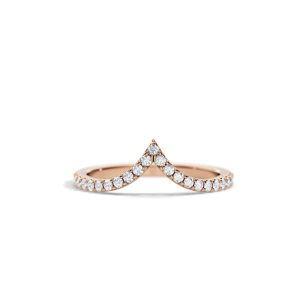 0.25 TCW Round Moissanite Curved Wedding Band