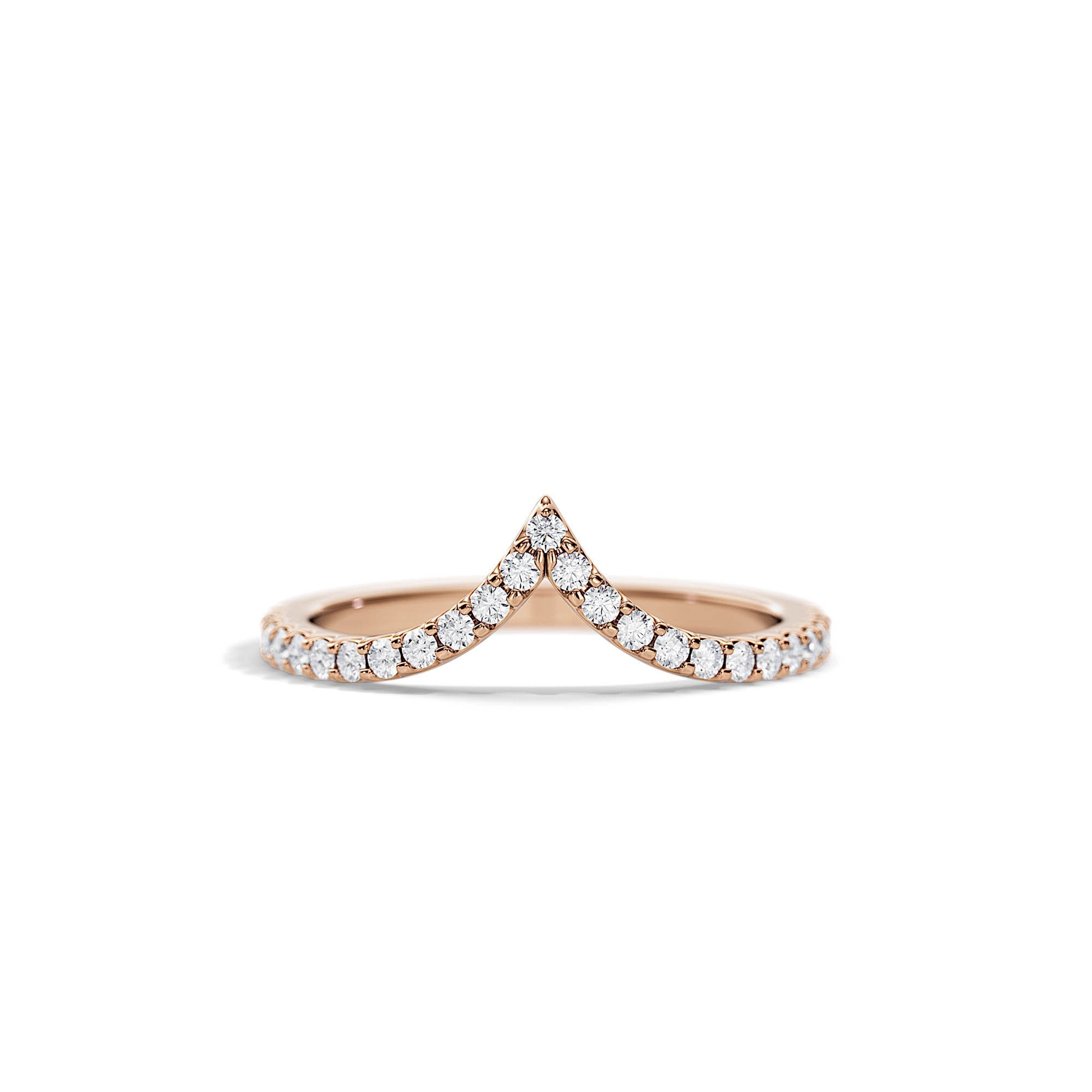 0.25 TCW Round Moissanite Curved Wedding Band