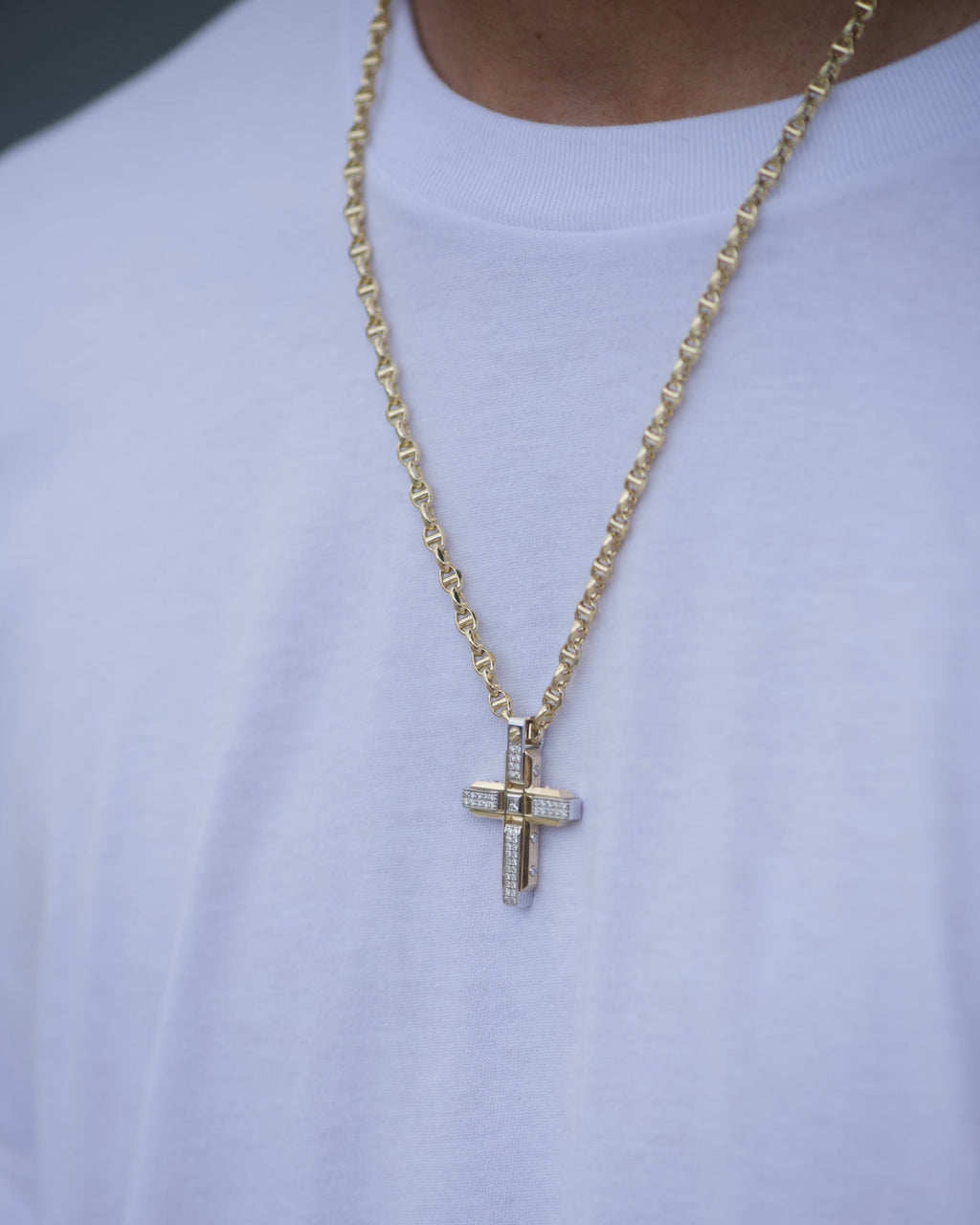 CROSS Two-Tone Gold Pendant with 0.60ct Diamonds