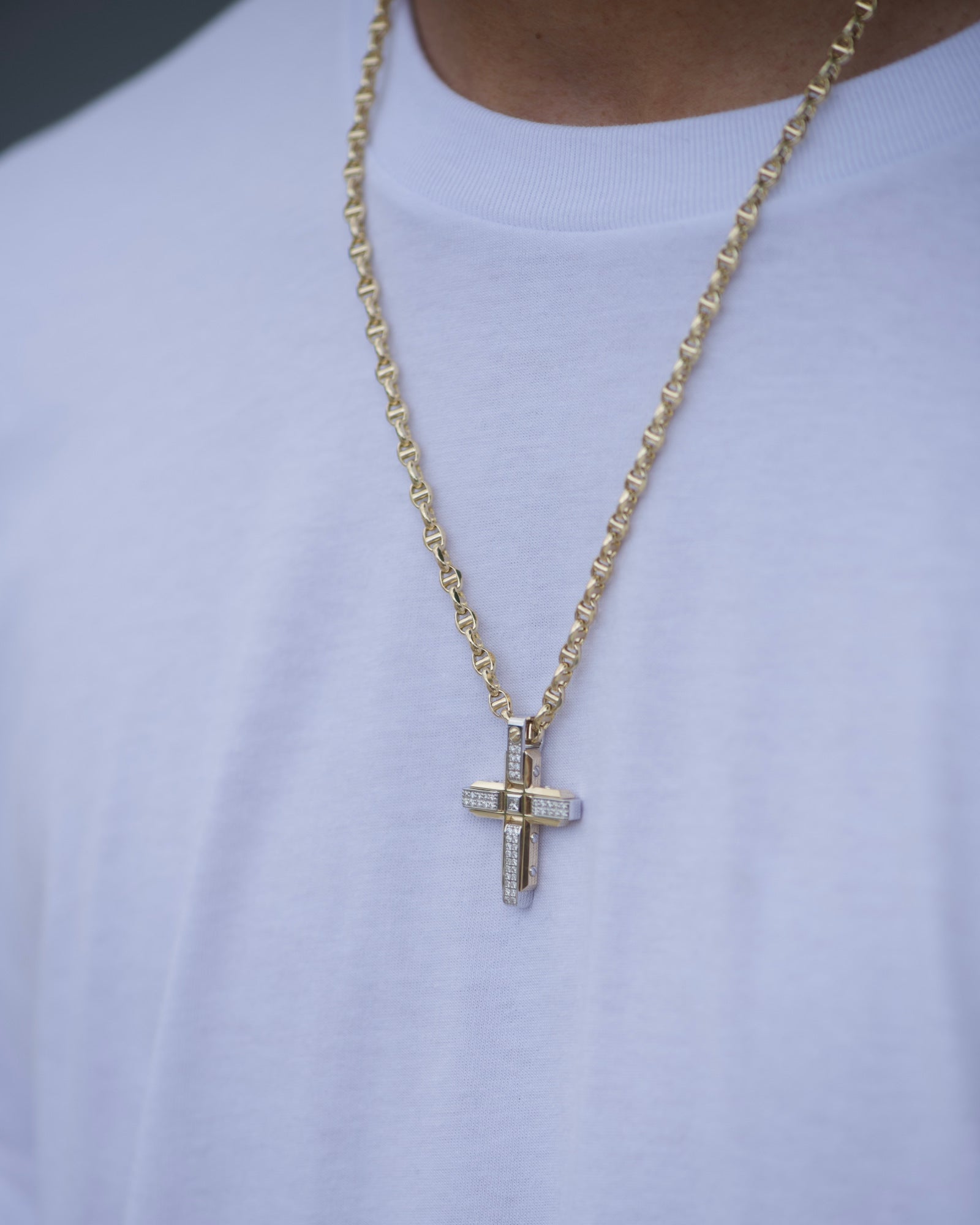 CROSS Two-Tone Gold Pendant with 0.60ct Diamonds