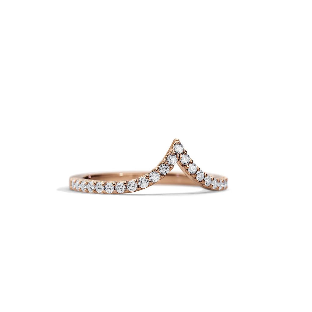 0.25 TCW Round Moissanite Curved Wedding Band