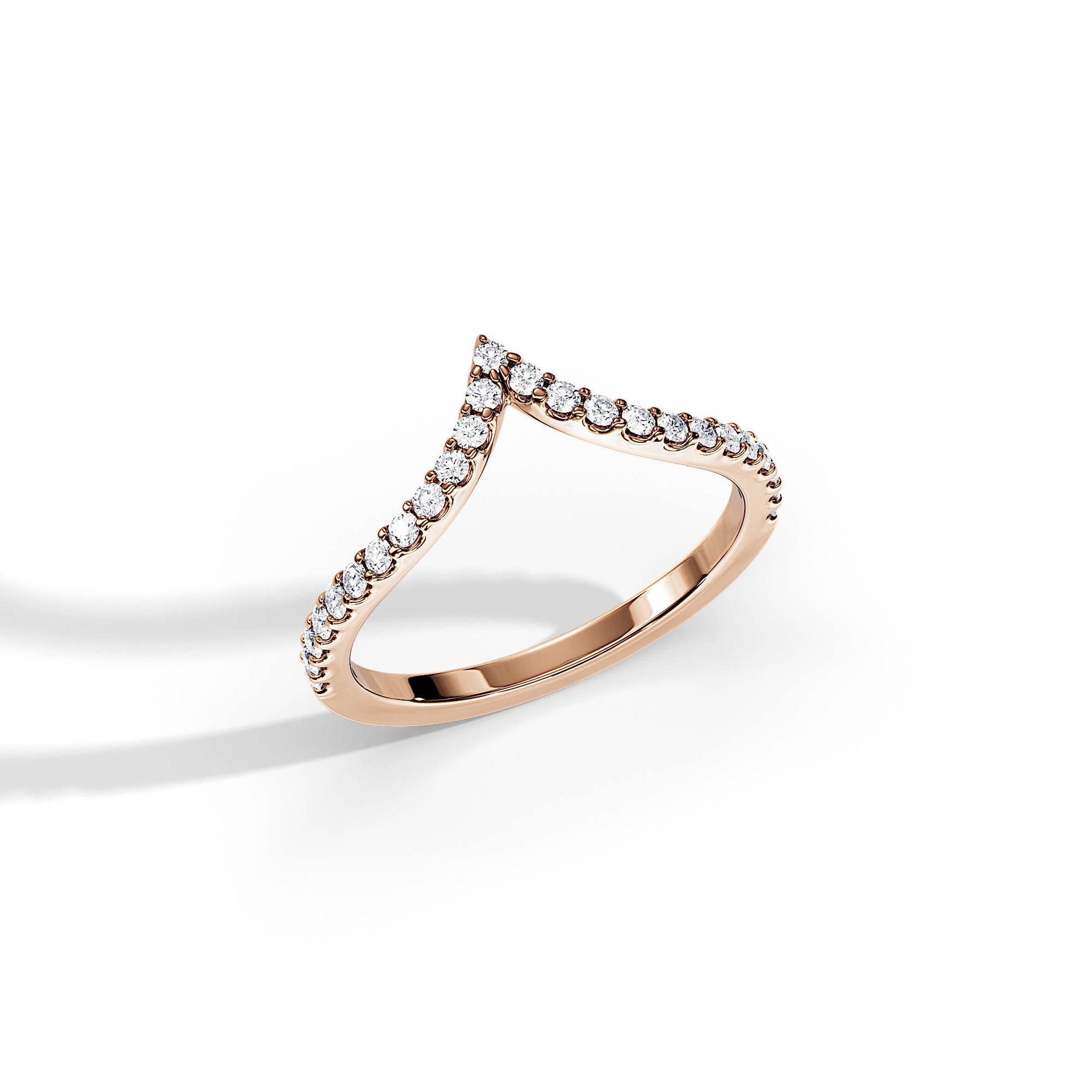0.25 TCW Round Moissanite Curved Wedding Band