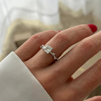 1.20 CT Princess Cut Moissanite Cluster Style Engagement Ring