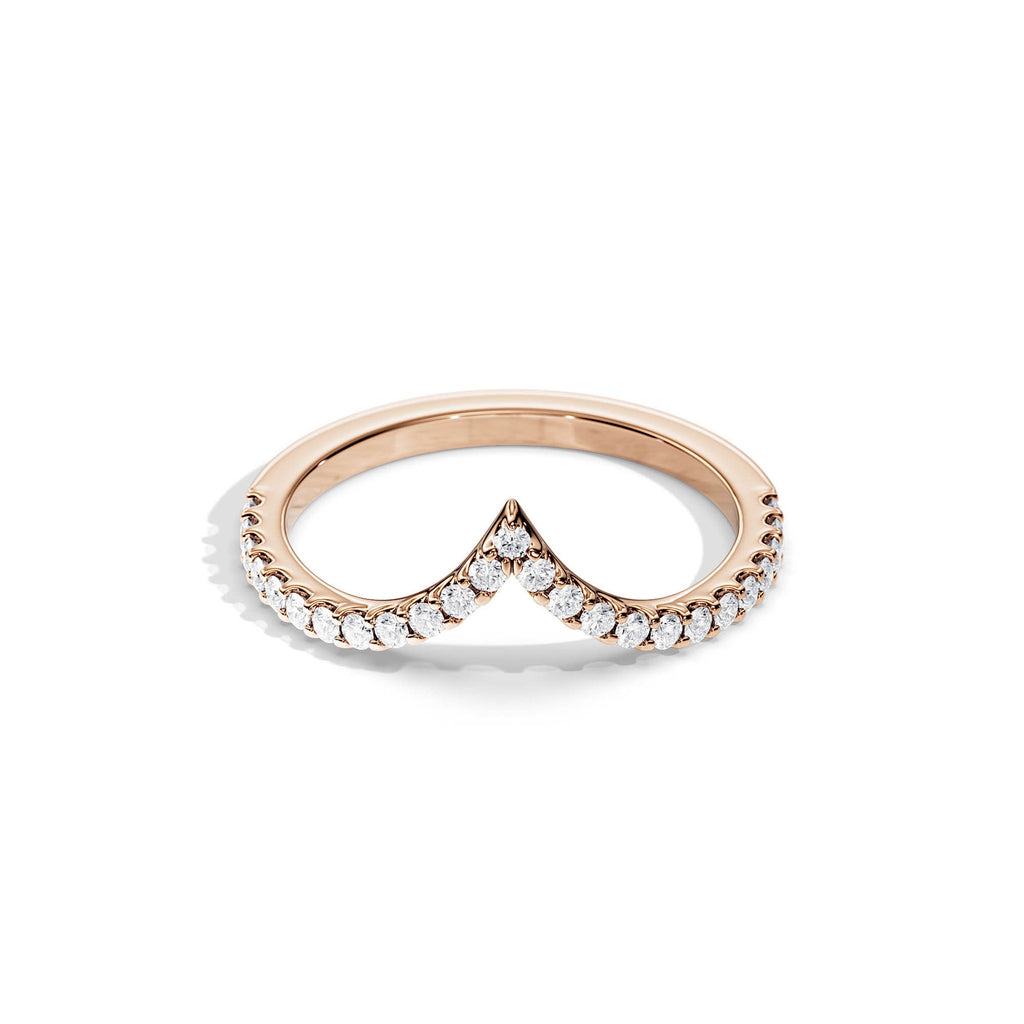 0.25 TCW Round Moissanite Curved Wedding Band